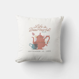 Baby Shower Tea Party Cute Minimalist Boho Neutral Throw Pillow