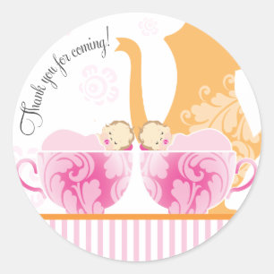 Baby shower Tea Party Favoriser Sticker   Filles j