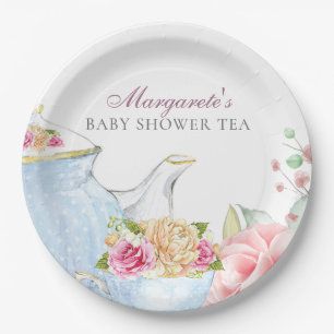 Baby Shower Tea Party Floral Elegant Personalized Paper Plate