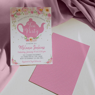 Baby shower Tea Party Invitation à saupoudrer