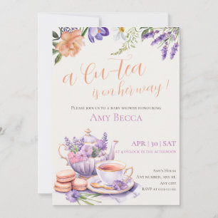 Baby shower Tea Party Invitation   Violet