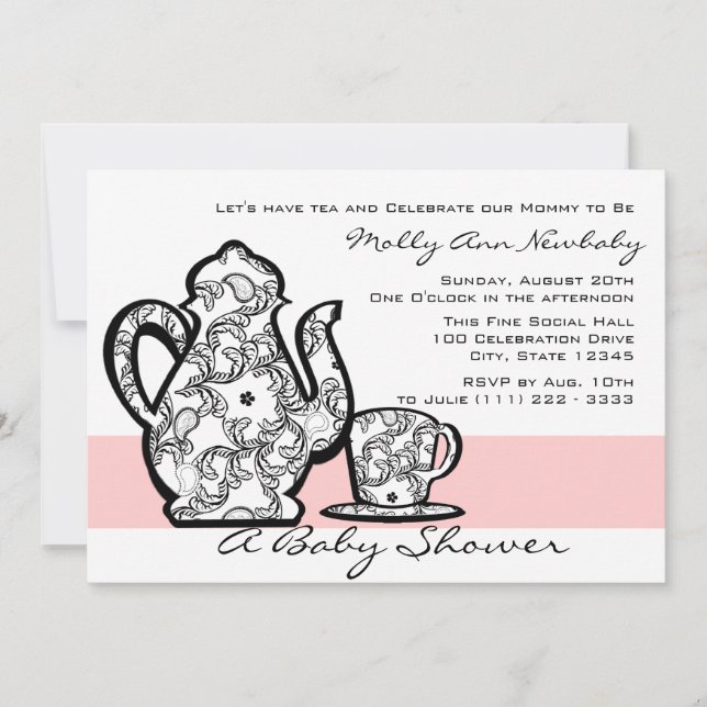 Baby Shower Tea with Changable Colour Invitation (Front)