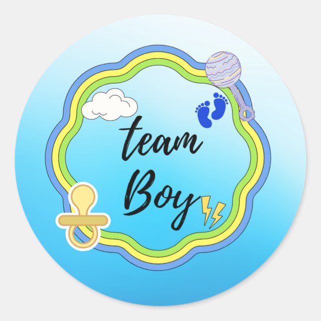 baby shower,TEAM BLUE Gender Reveal . Classic Round Sticker (Front)