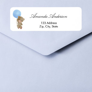 Baby shower teddy bear bleu adresse de retour