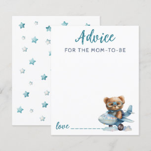Baby Shower teddy bear blue Advice Card