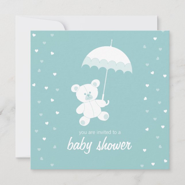 Baby Shower Teddy Bear Blue / Any Colour invitatio Invitation (Front)