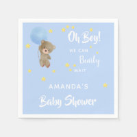 Baby shower teddy bear boy blue name