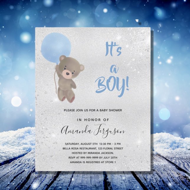 Baby Shower teddy bear boy invitation (Creator Uploaded)