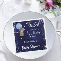 Baby shower teddy bear boy navy blue