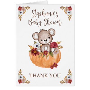 Baby shower Teddy Bear Citrouille Merci d'automne