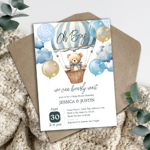 Baby Shower Teddy Bear Hot Air Balloon Invitation