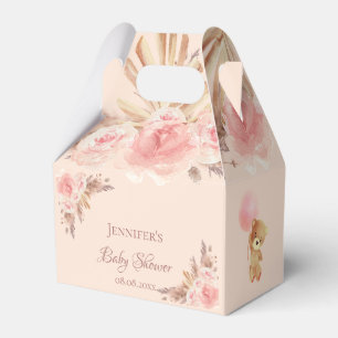 Baby shower teddy bear pampas grass blush floral favor box