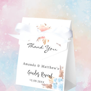 Baby Shower teddy bear pampas grass blush floral Favor Box