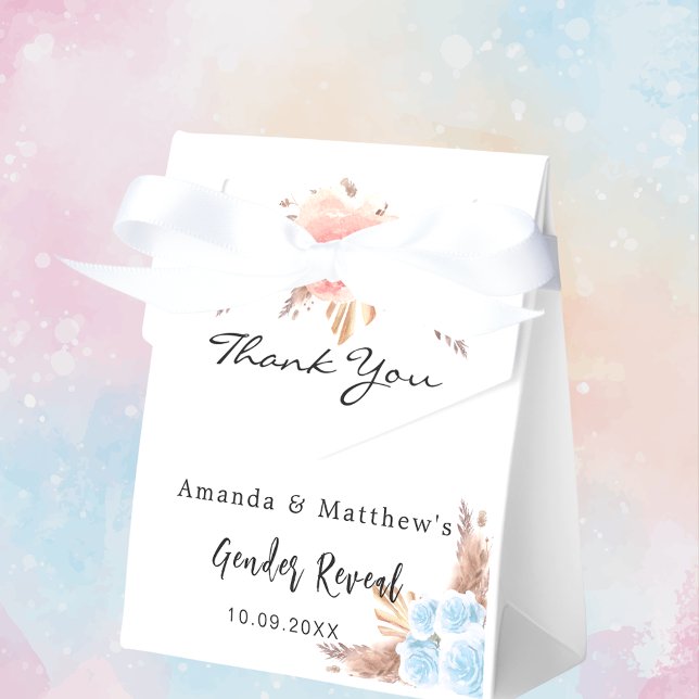 Baby Shower teddy bear pampas grass blush floral Favor Box (Creator Uploaded)