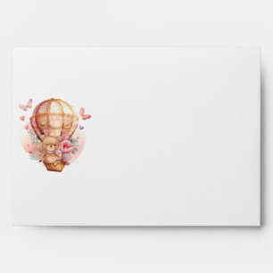 Baby Shower Teddy Bear Pink Hot Air Balloon  Envelope