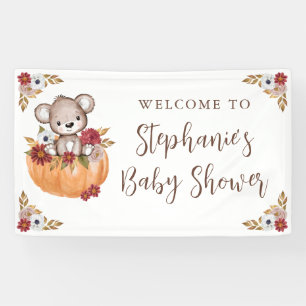 Baby Shower Teddy Bear Pumpkin Fall Banner