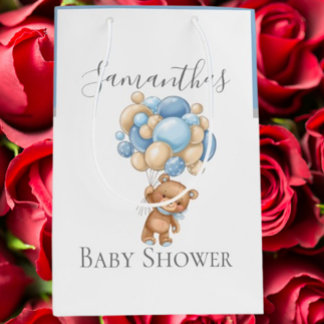 Baby Shower Teddy Bearly Wait BOY Medium Gift Bag