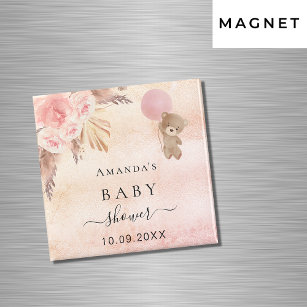 Baby Shower teddy blush pampas grass save the date Magnet