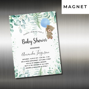 Baby Shower teddy boy eucalyptus forest Magnetic Invitation