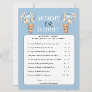 Baby Shower Teddy boy Mommy or Daddy Invitation