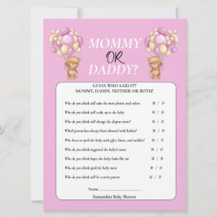 Baby Shower Teddy  Girl Mommy or Daddy  Invitation