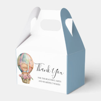 BABY SHOWER Teddy Hot Air Balloon Blue Favor Box