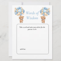 Baby Shower Teddy Wisdom Blue  poker dots  