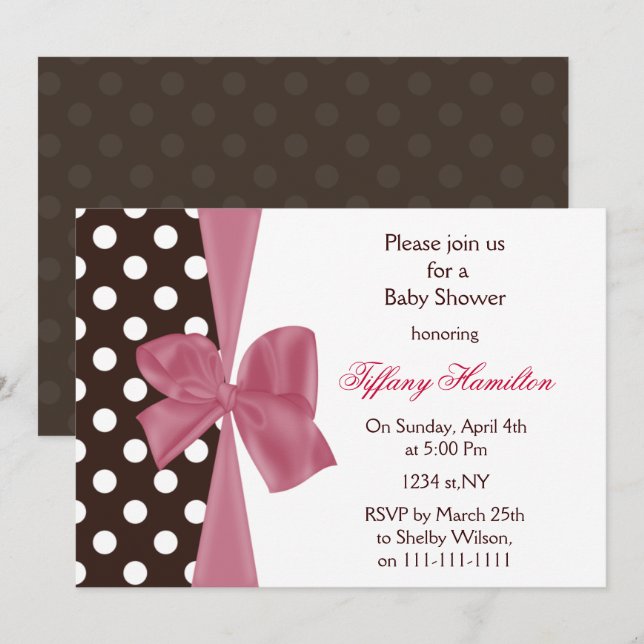 baby shower tendance chocolat rose arc Invitation (Devant / Derrière)