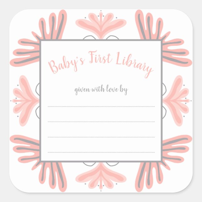 Baby shower tendance rose Grey fille étiquette bib (Devant)