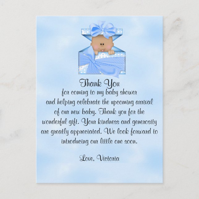 Baby Shower Thank You Baby Boy Ethnic Postcard (Front)