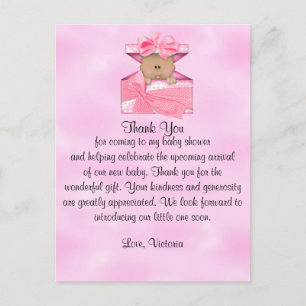 Baby Shower Thank You Baby Girl Ethnic Postcard