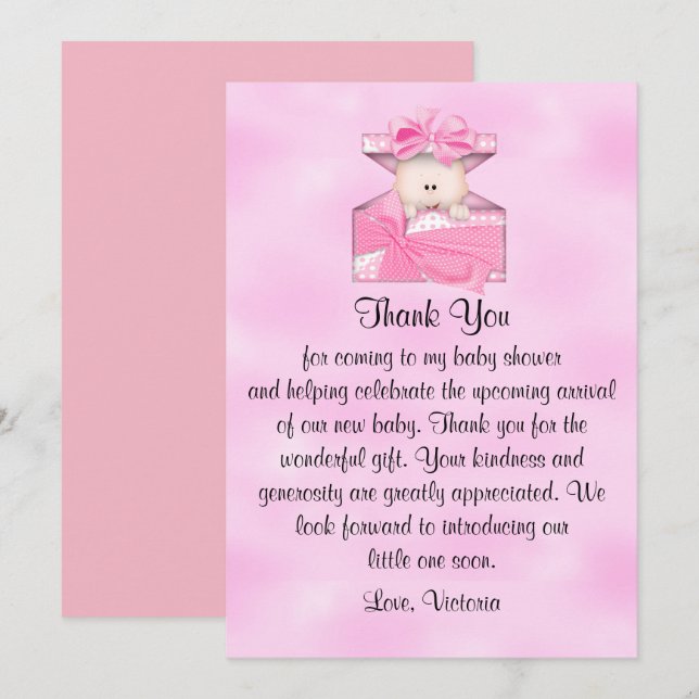 Baby Shower Thank You Baby Girl Invitation (Front/Back)