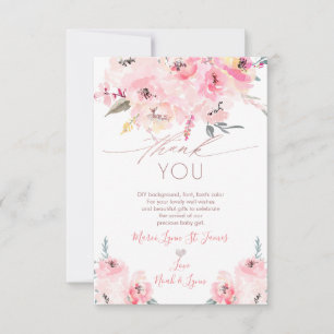 Baby Shower Thank You Birth Blush Peonies Card