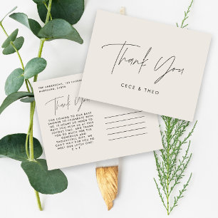 Baby shower thank you black cream elegant modern postcard