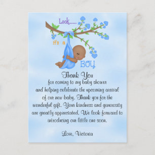 Baby Shower Thank You Boy Ethnic Postcard