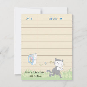 Baby Shower Thank You Card, Blue/Build a Library