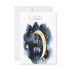 Baby Shower Thank You Card Moon Stars Watercolors