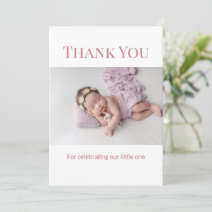 Baby Shower Thank You Card Pastel Pink Sleeping