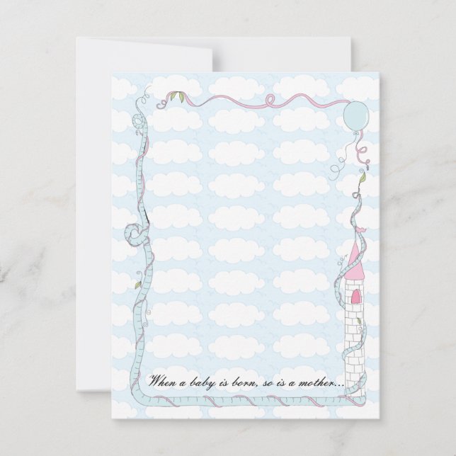 Baby Shower Thank You Card, Pink/Blue Castle (Front)
