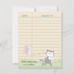 Baby Shower Thank You Card, Pink/Build a Library Card