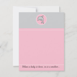 Baby Shower Thank You Card, Pink Dolphin Card