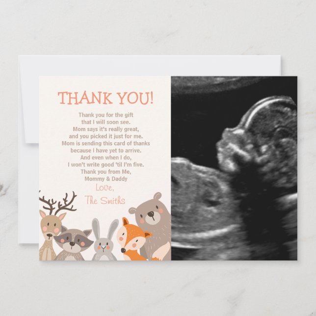 Baby Shower Thank You Card Woodland (Front)