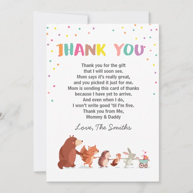 Baby Shower Thank You Card Woodland Gender Neutral (Front)