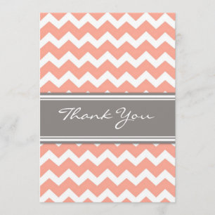 Baby Shower Thank You Cards Coral Grey Chevrons