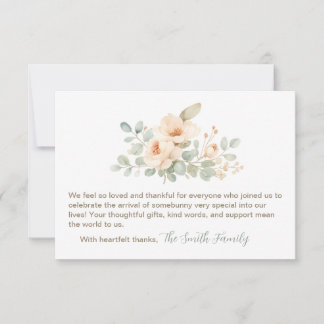 Baby Shower Thank You Cards Watercolor Flowers