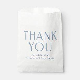 Baby shower thank you chambray blue favour bag