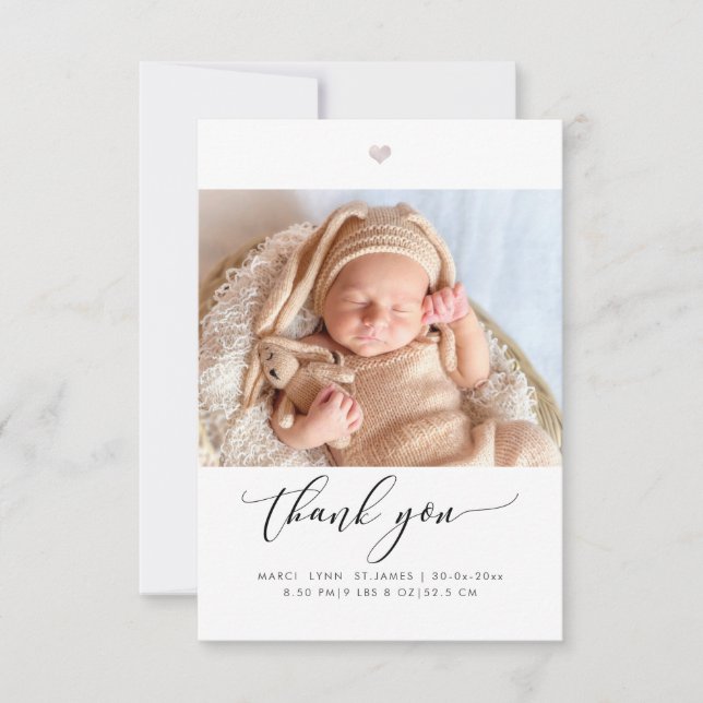 Baby Shower Thank You Chic Calligraphy Script (Front)