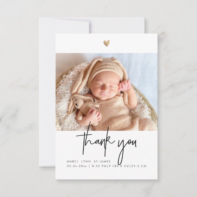Baby Shower Thank You Chic Signature Script Card (Front)