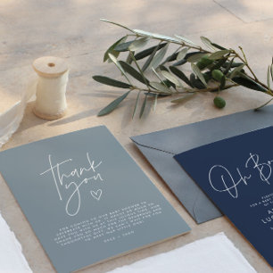 Baby shower thank you dusty blue elegant modern invitation