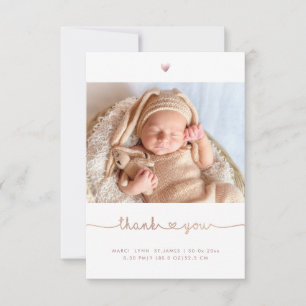 Baby Shower Thank You Faux Rose Gold Love Script Card